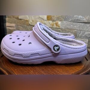 Crocs M-5 W-7 Classic Lined Lavender Clogs Mules Beach Water Shoes EUC